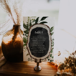 Botanische Tischkarte aus Holz Tischnummer
