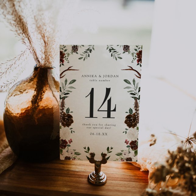 Botanische Tischnummer-Karte für Rustikale Flora Tischnummer (Von Creator hochgeladen)