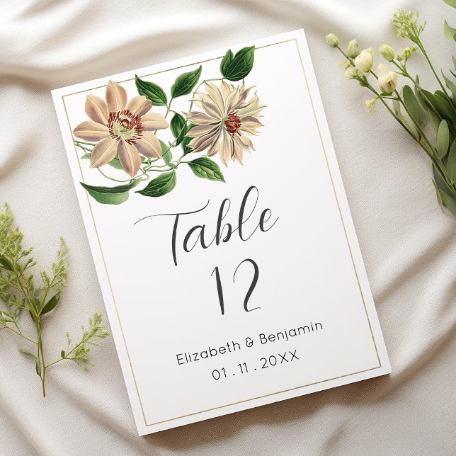 Botanische Tischnummern aus weißem Rot-Grün (White red green floral botanical Table Numbers)