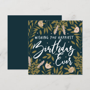 Botanische Trendy Floral Typografy Happy Birthday Karte