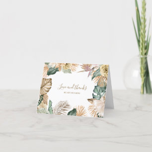 Botanische tropische florale goldene Malvenhochzei Dankeskarte