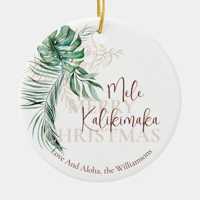 Botanische tropische Mele Kalikimaka | FOTO Keramik Ornament (Vorne)