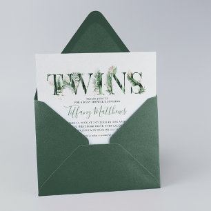 Botanische tropische Vegetation Twins Kinderdusche Einladung