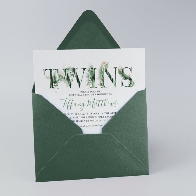 Botanische tropische Vegetation Twins Kinderdusche Einladung (Von Creator hochgeladen)