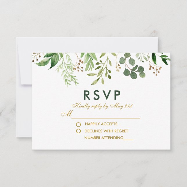 Botanische UAWG Hochzeit des grünen Wassers RSVP Karte (Vorderseite)