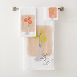 Botanische Vase-Illustration Badhandtuch Set