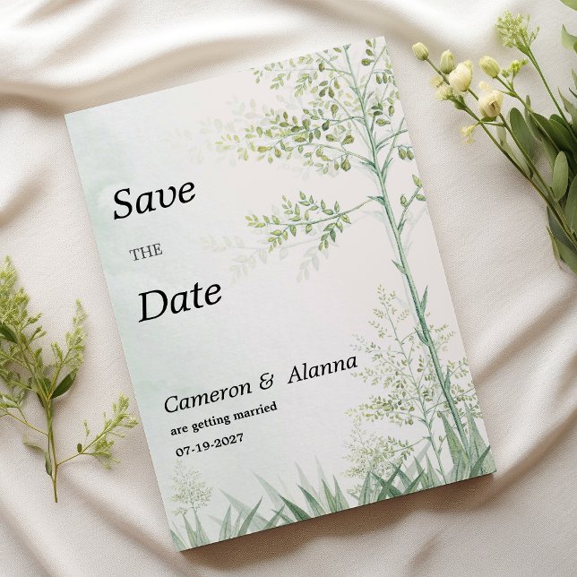 Botanische Vegetation Blätter blumenreich Save the Einladung (Botanic greenery leaf floral rustic Save the Date )