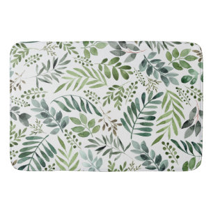 Botanische Vegetation Blätter Wasserfarbe  Badematte