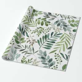 Botanische Vegetation Blätter Wasserfarbe Geschenkpapier