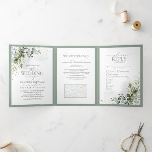 Botanische Vegetation Dreifach Gefaltete Einladung