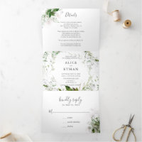 Botanische Vegetation Elegant Wedding Tri-Fold Inv
