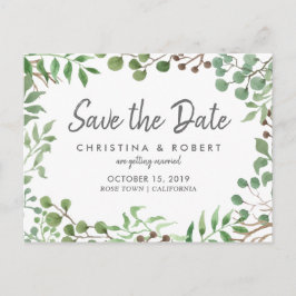 Botanische Vegetation | Leaf | SAVE THE DATE Ankündigungspostkarte