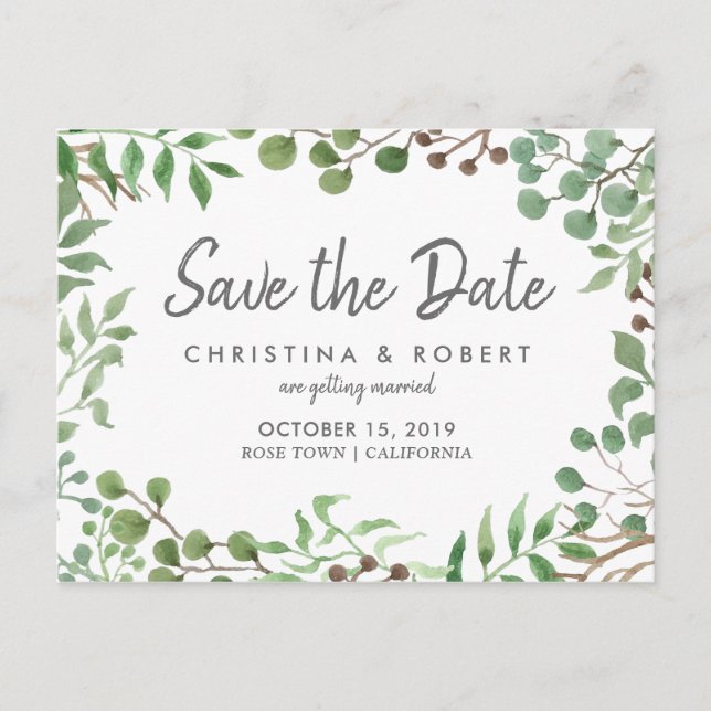 Botanische Vegetation | Leaf | SAVE THE DATE Ankündigungspostkarte (Vorderseite)