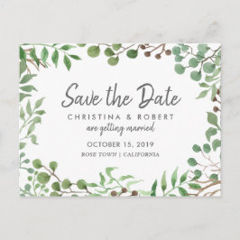 Botanische Vegetation | Leaf | SAVE THE DATE Ankündigungspostkarte