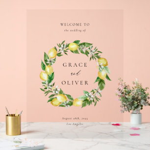 Botanische Vegetation und Lemon Wreath Summer Wedd Acrylschild