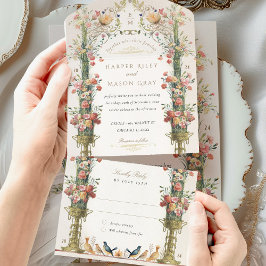 Botanische Viktorianische Bliss Hochzeit Perforier All In One Einladung