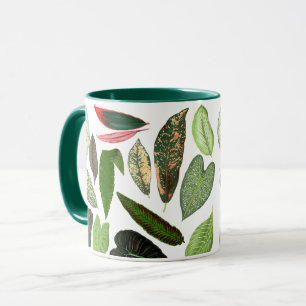 Botanische Vintage-Grünpflanzenblätter Tasse