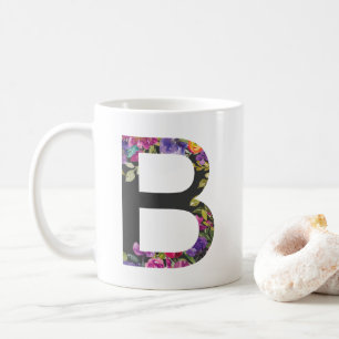 Botanische violette Blüten Letter B Monogramm Kaffeetasse