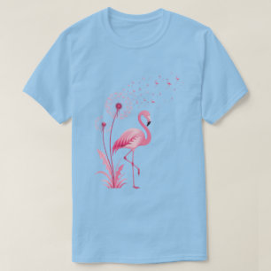 Botanische Vogelkunst   Rosa Flamingo Löwenzahn Tr T-Shirt