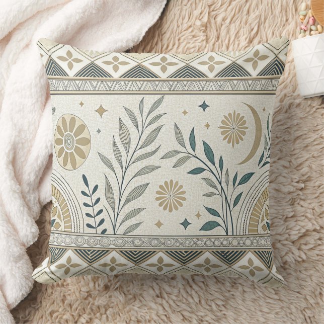 Botanische Volkskunst - nahtloses Muster Kissen (Decke)