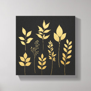 Botanische Wand an Minimalistische Gold Foil Bla Leinwanddruck