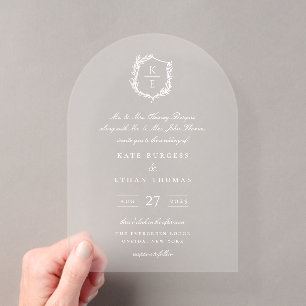 Botanische Wappen-Monogramm-Hochzeit Acryleinladungen