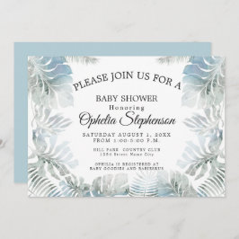 Botanische Wasserfarbe Blass Blauer Duschkopf Einladung