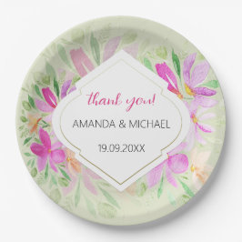 Botanische Wasserfarbe Boho Pink Lilac Floral Pappteller