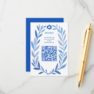 Botanische Wasserfarbe CUSTOM QR Bar Bat Mitzvah Begleitkarte