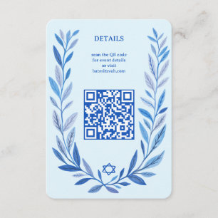 Botanische Wasserfarbe CUSTOM QR Bar Bat Mitzvah Begleitkarte