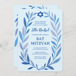 Botanische Wasserfarbe CUSTOM QR Bar Bat Mitzvah Einladung