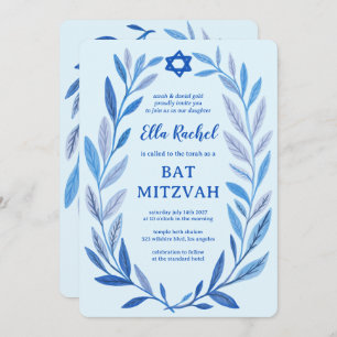 Botanische Wasserfarbe CUSTOM QR Bar Bat Mitzvah Einladung