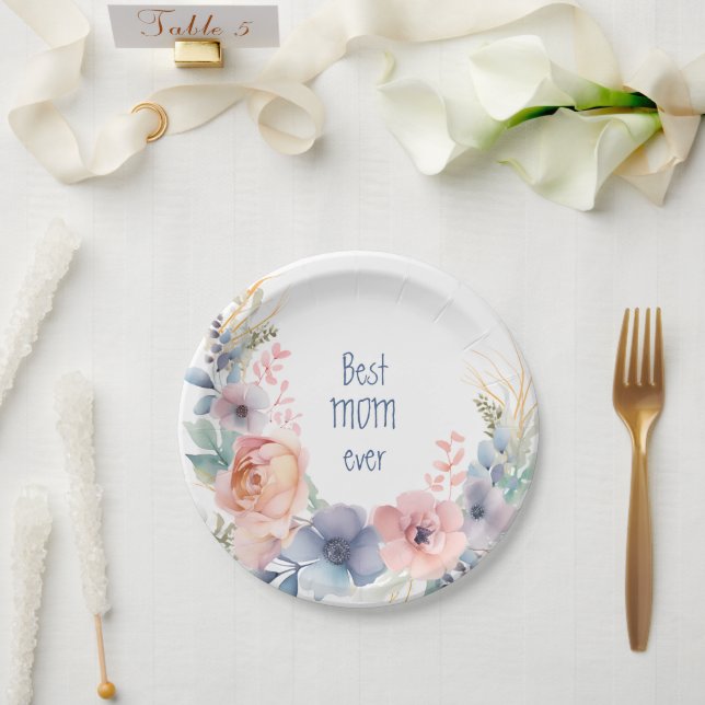 Botanische Wasserfarbe Floral Pappteller (Hochzeit)