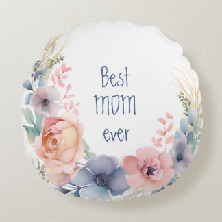 Botanische Wasserfarbe Floral Rundes Kissen