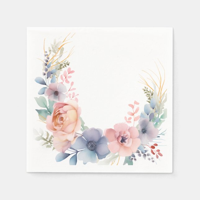 Botanische Wasserfarbe Floral Serviette (Vorderseite)