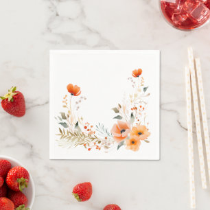 Botanische Wasserfarbe Floral Serviette