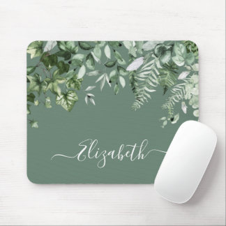 Botanische Wasserfarbe Ivy Ferns Sage Green Mousepad