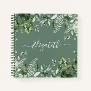 Botanische Wasserfarbe Ivy Ferns Sage Green Notizbuch