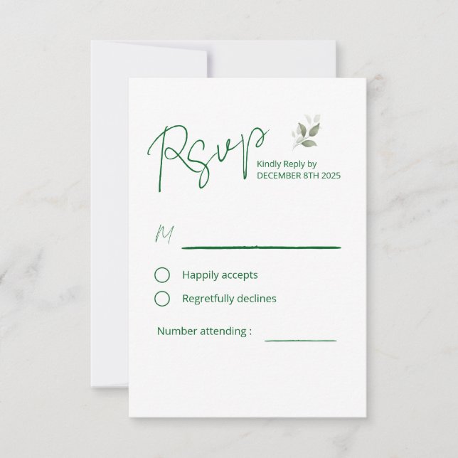 Botanische Wasserfarbe RSVP Karte (Vorderseite)