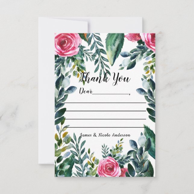 Botanische Wasserfarbe Vintage Blüte Danke (Vorderseite)