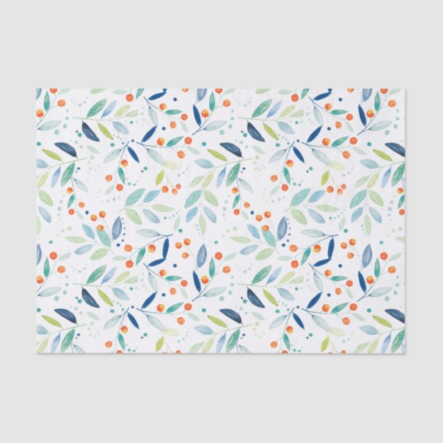 Botanische Wasserfarben Botanisches Muster Seidenpapier (Vorderseite)