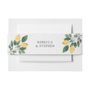Botanische Wasserfarben Lemon & Greenery Hochzeit Einladungsbanderole