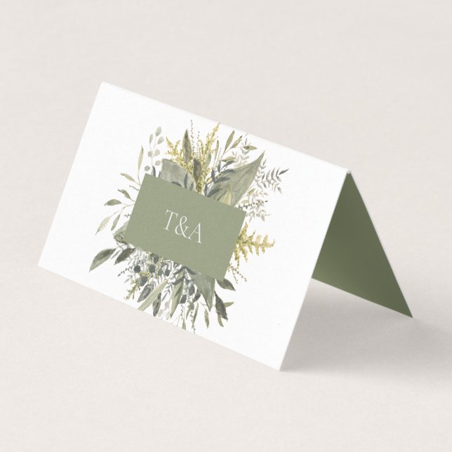 Botanische Wasserfarbenhochzeit-Platzkarte (Rückseite)
