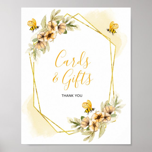 Botanische Wasserfarbkarten für Bienen - Zeichen Poster (Vorne)