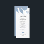 Botanische Wedding Dusty Blue Menu Card Menükarte<br><div class="desc">Dieses moderne Hochzeitsmenü ist Teil der Luxus-Einladungs-Kollektion von Do Tell A Belle. Das Design ist mit einfachen Blätter in staubblauen Tönen gestaltet. Passen Sie diese mit Menüelementen, Namen und Ereignisdatum an. Ideal für Hochzeiten, Brautparty, Proben oder was auch immer Sie wollen. Eine elegante und zugleich botanische Wahl für Hochzeiten im...</div>