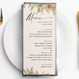 Botanische weiche warme Taupe-Hochzeit Farn-Grün Menükarte
