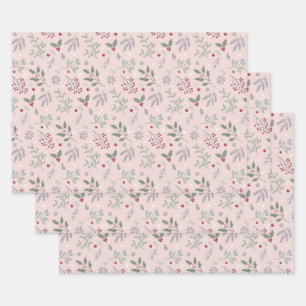 Botanische Weihnachten mit Mistletoe Pattern Geschenkpapier Set