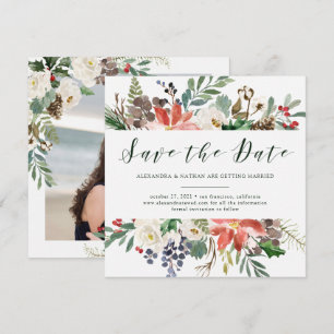 Botanische Weihnachten Urlaub Foto Save the Date Einladung