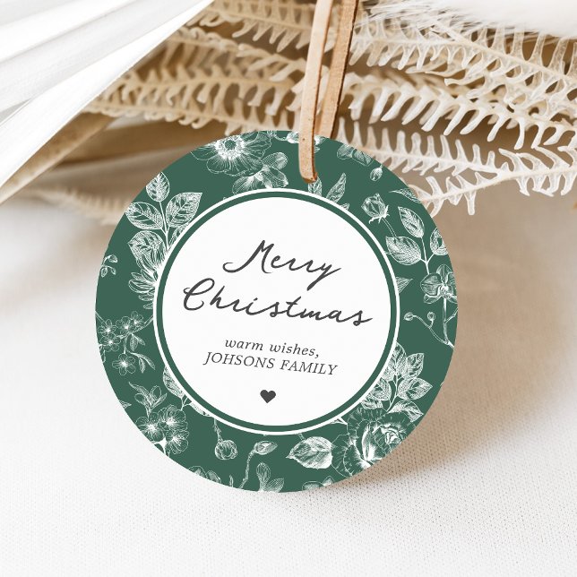Botanische Weihnachts-Rundum-Geschenkanhänger Geschenkanhänger (Christmas Family Holiday Favor Tags)