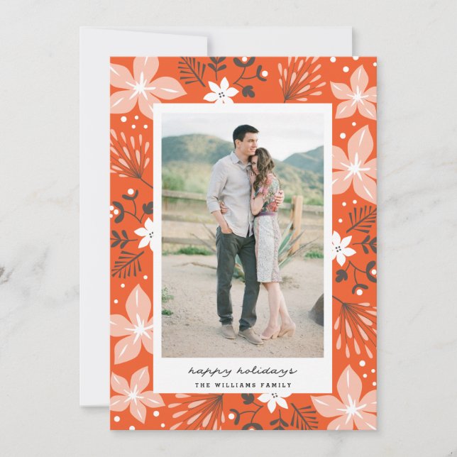 Botanische Weihnachtsfotokarte Feiertagskarte (Vorderseite)